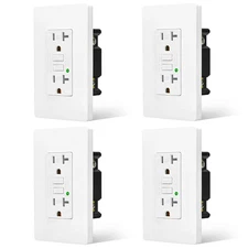 GFCI GFI Outlet 20 Amp Safety Receptacle w/ Wall Plate LED Indicator TR WR 4Pack