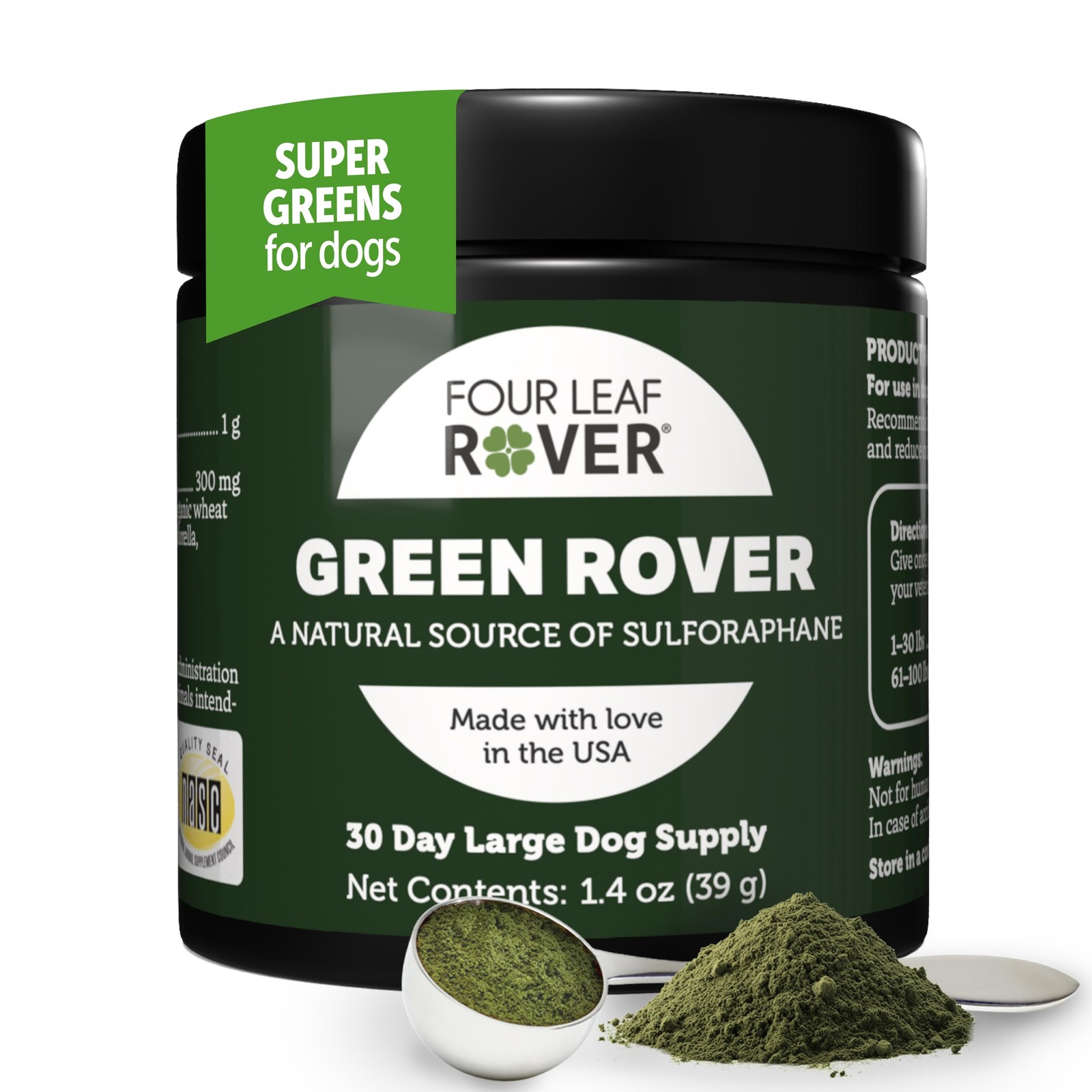 Green Rover - Greens for Dogs Powder with Organic Broccoli Sprouts, Fermented...