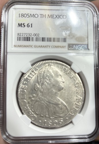 1805-Mo TH Mexico Silver 8 Reales NGC MS61 - Picture 3 of 3