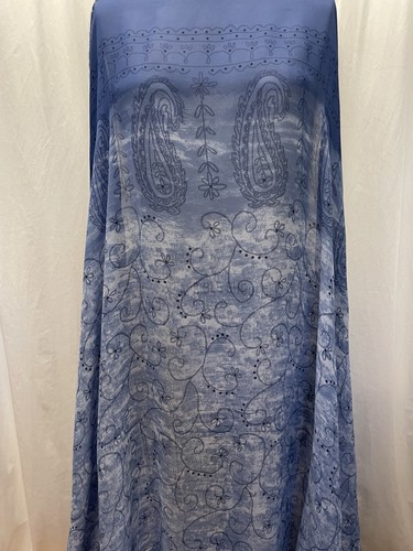 100% Rayon Georgette Blue Ombre Color W/Paisley Design Fabric By The Yard 56" W - Picture 10 of 14