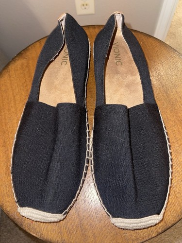 Vionic Valeri Espadrille Flats Slipper Schwarz Loafer Schuhe Damen 11 US/EU 43