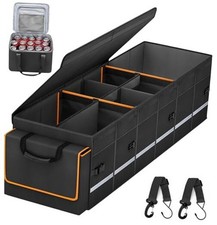 Car Trunk Organizer and Storage with Lid  Removable Leakproof Cooler Black