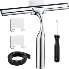 Shower Squeegee for Glass Doors, Stainless Steel Squeegee for Shower Glass