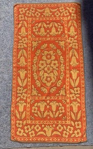 Vintage 70s Terry Treasure Made In Japan Mod Floral Tulip Craft Look Beach Towel