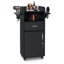 Salon Trolley Cart with Wheels / Drawer Stylist Cart Mobile Barber Station Black