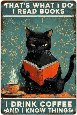 Black Cat Vintage Tin Metal Signs Home Décor Black Cat Coffee Cafe That's What I