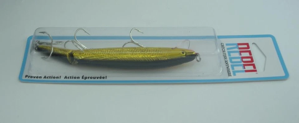 Corredores rasos Rebel J2002S 4-1/4" articulados minnow grandes 3/8 oz preto/dourado - Imagem 2 de 4