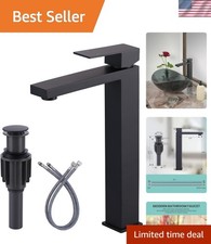 Vessel Sink Faucet Matte Black, Single Handle Tall Bathroom Faucet, Single Ho...