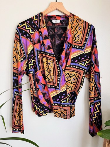 Vintage 80s Georgiou Studio Colorful Top M-L - Picture 4 of 4