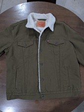 Levi Strauss & Co. Olive Green Sherpa-Lined Trucker Jacket - Size Large - Brand
