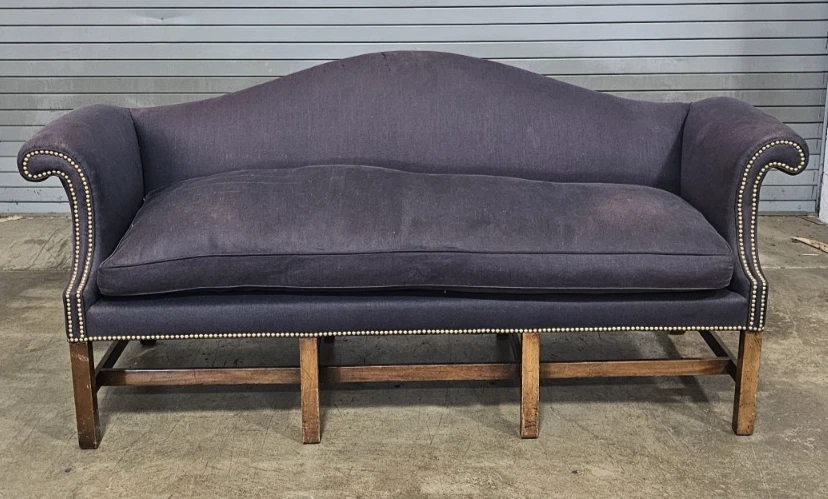 Sofá Kittinger Williamsburg Caoba Chippendale Tela Azul CW 129 Foto 2 de 4