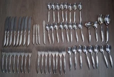 Rogers Bros Silver plate IS Flair 1847 Silverware 56 Pc Set International Silver
