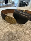U.S. Civil War Union Belt and Buckle Leather Cap Pouch  War Belt Antique Vtg
