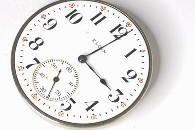 Elgin USA pocket watch movement and dial for repairs, for parts   -22765