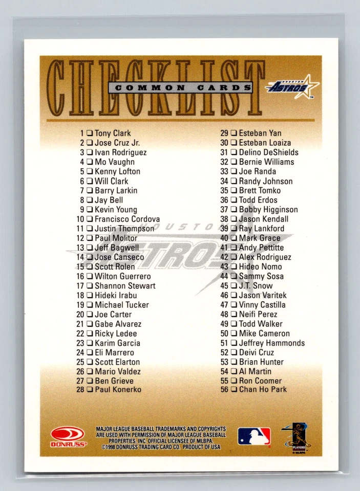 1998 Donruss Studio #215 Jeff Bagwell Houston Astros - Image 2 of 2