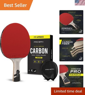 Concave Pro Handle Ping Pong Paddle - Carbon Fiber, 2.0mm Sponge, ITTF Approved