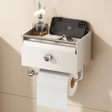 Toilet Paper Holder with Shelf Flushable Wipes Dispenser Bathroom Adhesive Toile
