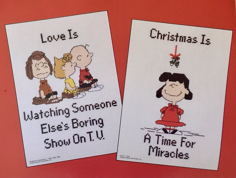 Peanuts Gang Caring Sharing & Love Cross Stitch Pattern Booklet Snoopy Woodstock - Image 3 of 4