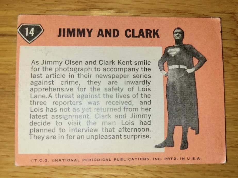 1966 Vintage Topps Superman # 14 Jimmy And Clark VG(crease) FAST FREE SHIPPING - Image 2 of 2