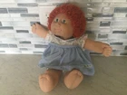 VINTAGE 1980'S CABBAGE PATCH KIDS DOLL RED HAIR GREEN EYES DRESS BLUE GINGHAM