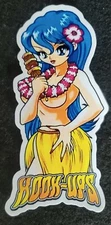 HOOK UPS STICKER VINTAGE "HAWAIIAN LEI" 2 2/4 X 4 1/2" GLOSSY