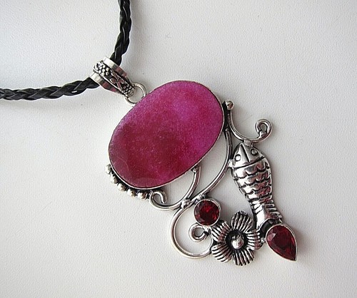 Red Ruby Simulated Gem Silver Y Necklace &Earrings, Pendant Necklace or Bracelet - Picture 9 of 79