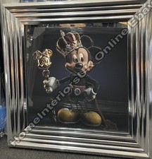 Mickey mouse-King is back wall art picture with liquid art & chrome step frame