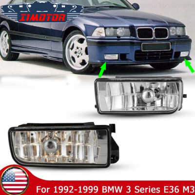 Clear Lens Pair For 1992-1998 BMW E36 Bumper Fog Lights Front Lamps w/Bulbs