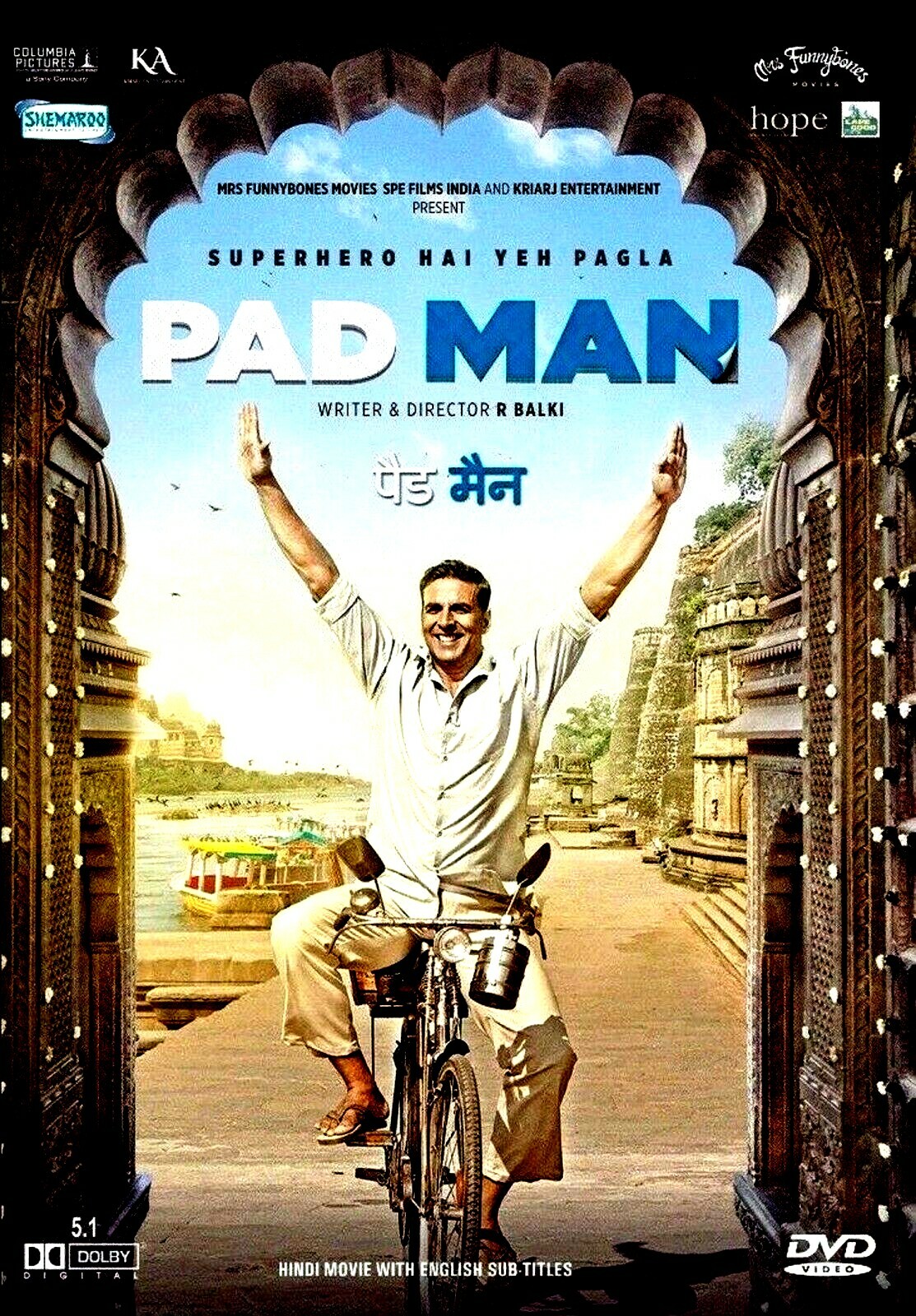 PAD MAN  - AKSHAY KUMAR, SONAM KAPOOR - BOLLYWOOD DVD - ENGLISH SUBTITLES