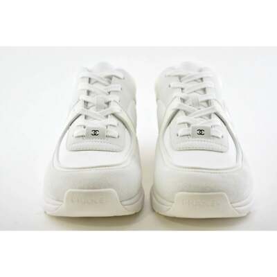 Chanel REV Mens White Suede Leather CC Logo Lace Low Top  display picture 3