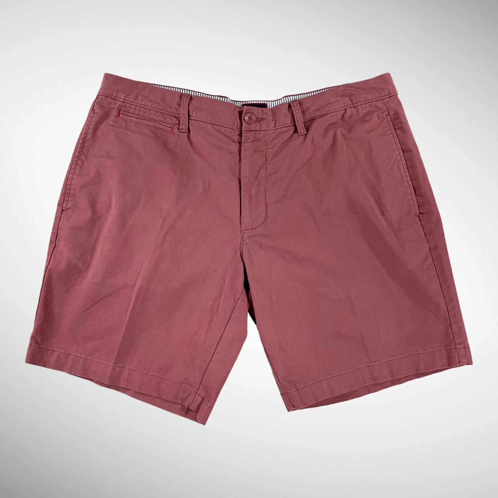 Untuckit St. Vincent Chino Shorts Men's 38" Red Stretch Flat Front