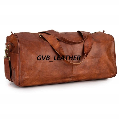 Sac De Voyage Week-End En Cuir Vintage – Duffel Bag, Gym, Sac De Nuit, Taille L