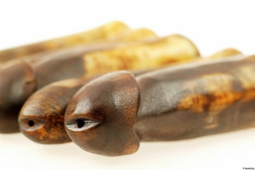 Horn Phallus Skulptur Trinkhorn 16 cm seidenmatt natur Afrika Penis Erotik Figur - Picture 5 of 8