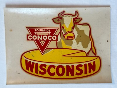 Vintage WISCONSIN Conoco Oil Touraide Water Slide Transfer