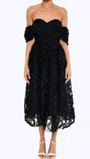 True Decadance Amelia Black 3D Midaxi Skater Prom Cocktail Dress £185 UK10 US6