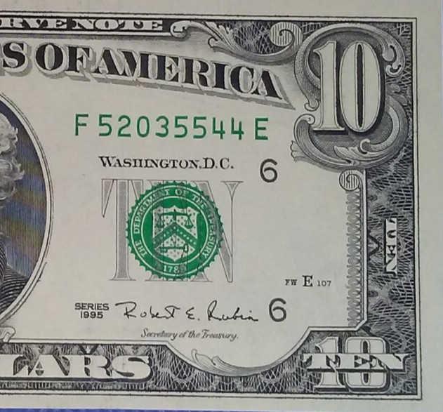 $10 1995 ((CHOICE/ GEM)) FEDERAL RESERVE NOTE ** PAPER CURRENCY