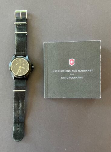 Swiss Army Original VICTORINOX 241534 Chronograph Black Nylon Men's Watch w/book - Picture 1 of 13