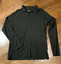 Men’s Coolibar Merino Suntect Large Upf 50 Black Sweater W Long Sleeves