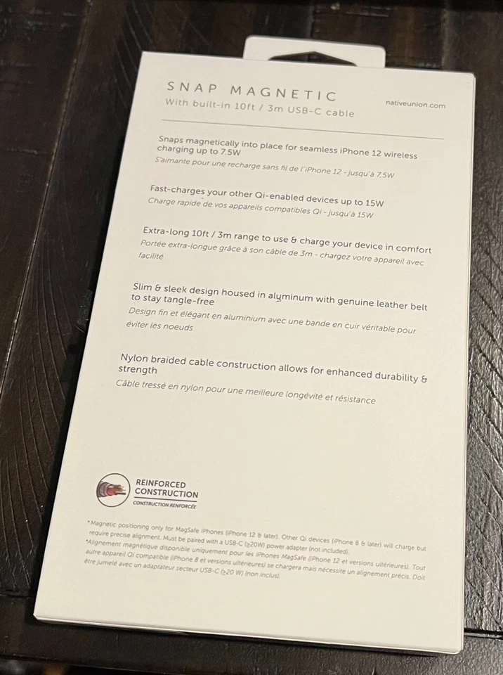 Native Union Snap Magnetic Wireless Fast Charger 10FT for iPhone 16 13 14 15 12 - Image 3 of 3