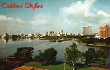 Vintage Postcard Oakland Skyline Across Lake Merritt Downtown Area Calif...