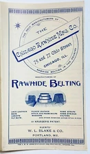 1891 Chicago Rawhide Manufacturing Co Rawhide Belting Pamphlet Original Envelope