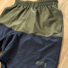 Duluth Trading Swim Trunks Mens M Blue Green Lined Board Shorts Swimming Surf 7"