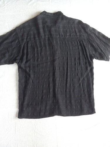 Michael Brandon Men XL Blended Fabric Short Sle Buttons Plaid Black Shirt USA - Picture 2 of 12