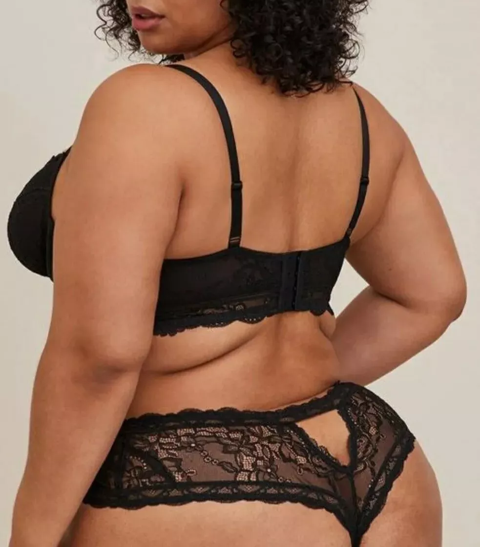 Torrid Black High Waist Cutout Back Lace Thong Panty Plus Size 2X, 18/20