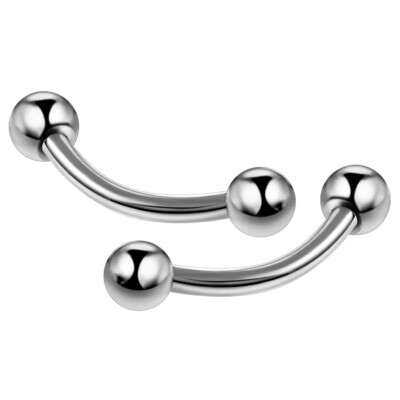 TWO G23 Titanium 16G Curved Barbell Eyebrow Lip Piercing Internally Threaded