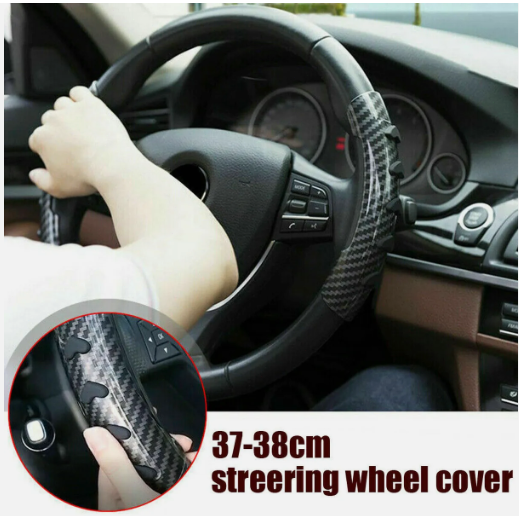 Upgrade Your Drive with 2x Non-Slip Carbon Fiber Steering Wheel Booster Covers – Universal Fit