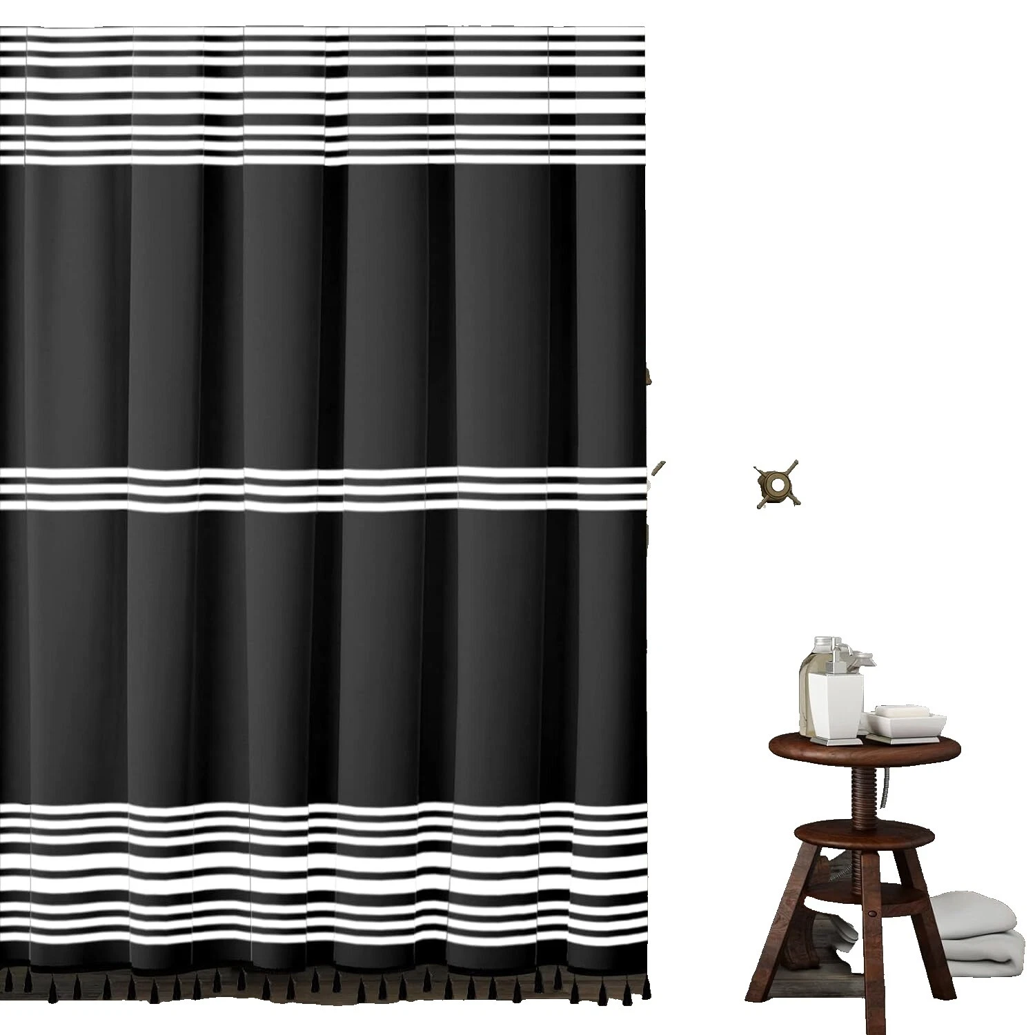 Black Striped Shower Curtains