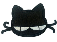 BLACK CAT - WITH BIG EYES - Embroidered Iron-On/Sew Patch