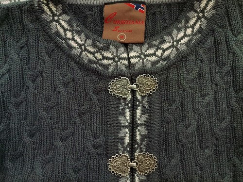 Christiania Sweaters T. M Verde Cardigan lungo abbottonato Lana d'agnello Manic - Foto 4 di 5