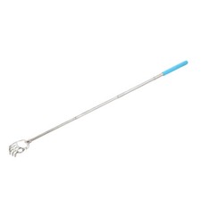 Rubber Coated Telescopic Portable Extendable Back Scratcher Blue Silver Tone